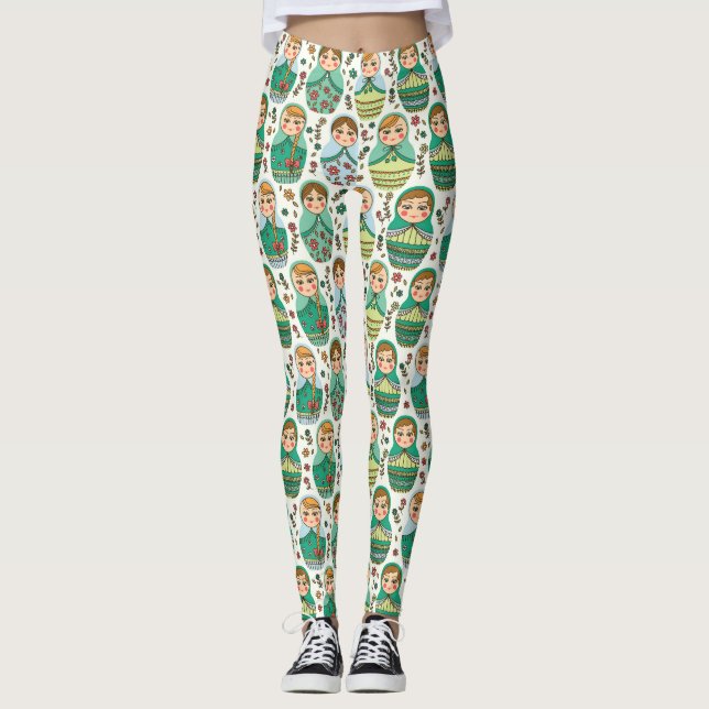 Kapande Doll Mönster Leggings (Framsida)