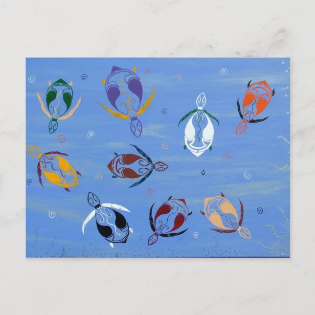 Kapande sköldpaddor vykort (Framsida)