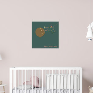 Kapande utskrift av fågelfamiljen Baby Nursery Art Poster