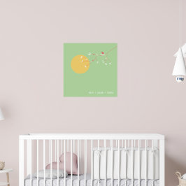 Kapande utskrift av fågelfamiljen Baby Nursery Art Poster