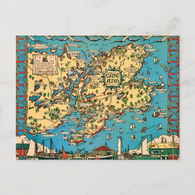 Kapantens illustrerade vykort Karta (Framsida)