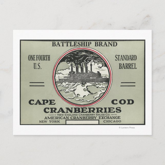 Kapcod Battleship Brand Cranberry Label Vykort (Framsida)