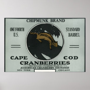 Kapcod Chipmunk Brand Cranberry-etikett Poster