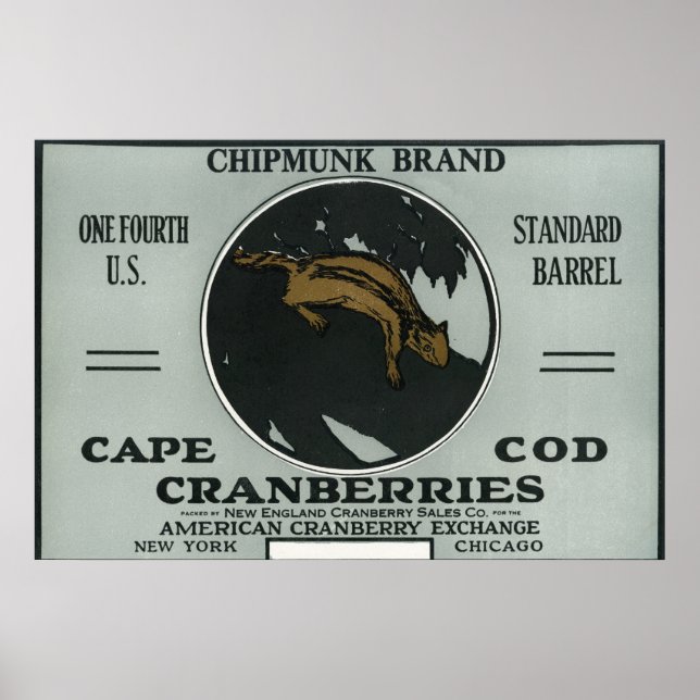 Kapcod Chipmunk Brand Cranberry-etikett Poster (Framsidan)