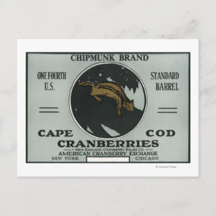 Kapcod Chipmunk Brand Cranberry-etikett Vykort