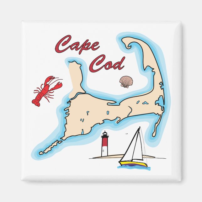 Kapcod Karta Illustration Lobster Sailboat-Snäcka Magnet (Framsidan)