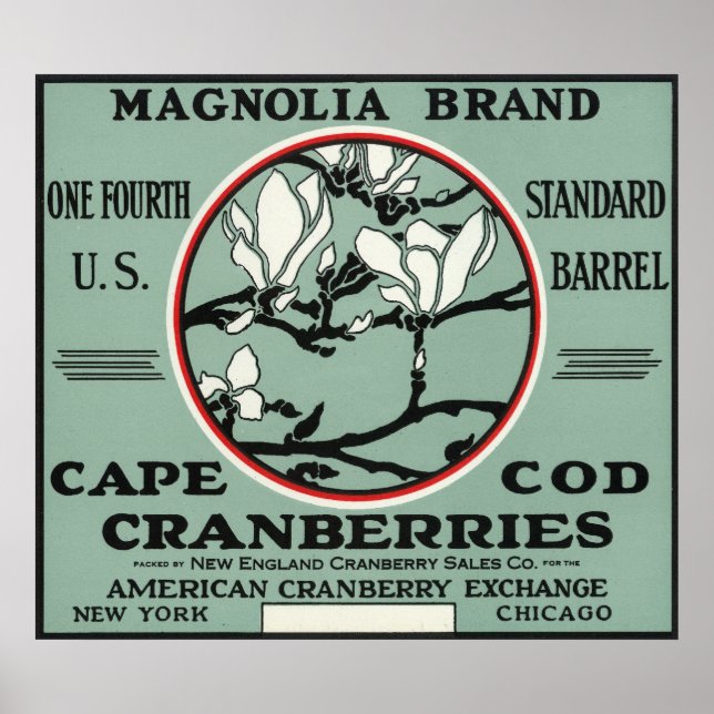 Kapcod Magnolia Brand Cranberry-etikett Poster (Framsidan)