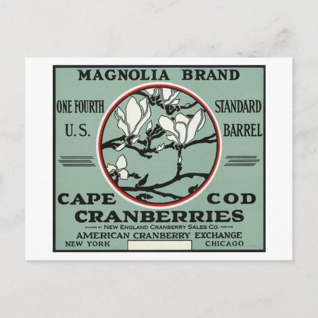 Kapcod Magnolia Brand Cranberry-etikett Vykort (Framsida)