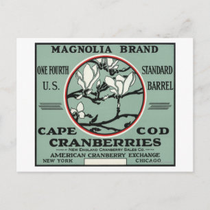 Kapcod Magnolia Brand Cranberry-etikett Vykort