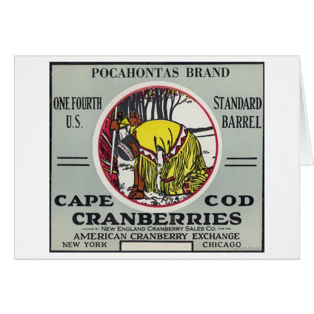 Kapcod Pocahontas Brand Cranberry Label Hälsningskort (Framsidan Horizontal)