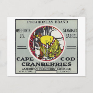 Kapcod Pocahontas Brand Cranberry Label Vykort