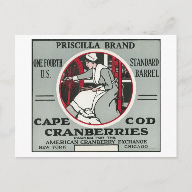 Kapcod Priscilla Brand Cranberry-etikett Vykort (Framsida)