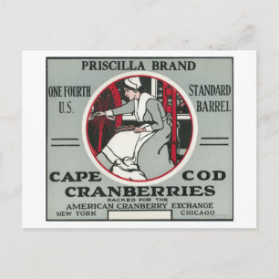 Kapcod Priscilla Brand Cranberry-etikett Vykort