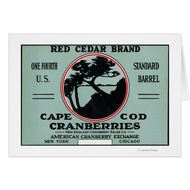 Kapcod Red Cedar Brand Cranberry Label Hälsningskort (Framsidan Horizontal)