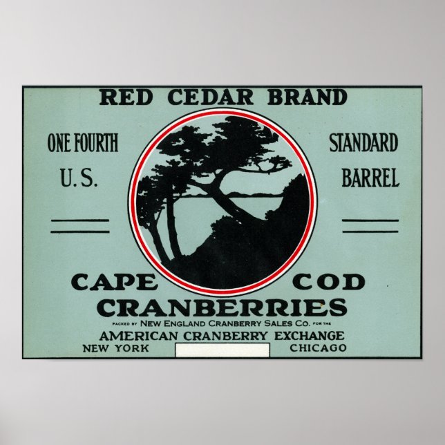 Kapcod Red Cedar Brand Cranberry Label Poster (Framsidan)