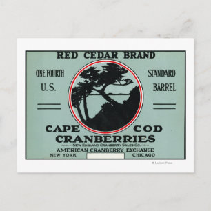 Kapcod Red Cedar Brand Cranberry Label Vykort