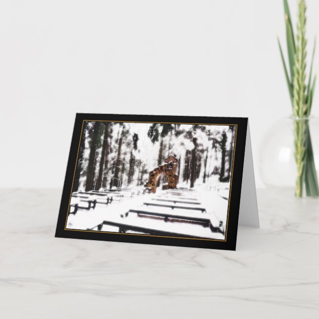 Kapel i Skogen i ett snö glödkort Helgkort (Framsida)