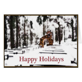 Kapel i Skogen i Glad helg med snöglöd Hälsningskort