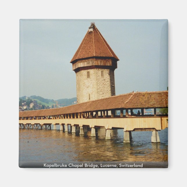 Kapelbruke Chapel Bridge, Lucerne, Schweiz Magnet (Framsidan)