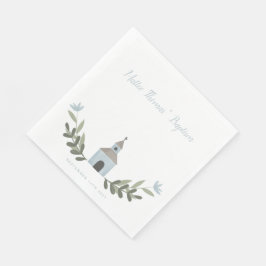 Kapell och blommor Blå servetter
