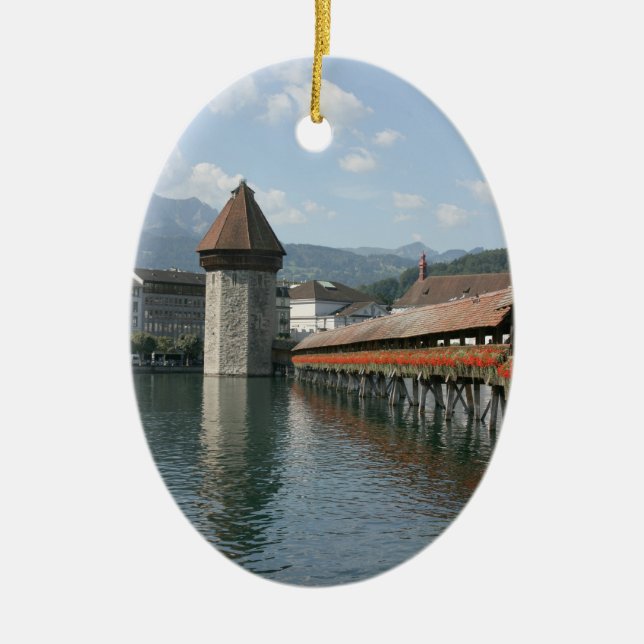 Kapell överbryggar, Lucerne, Schweitz Julgransprydnad Keramik (Framsidan)