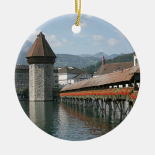 Kapell överbryggar, Lucerne, Schweitz Julgransprydnad Keramik