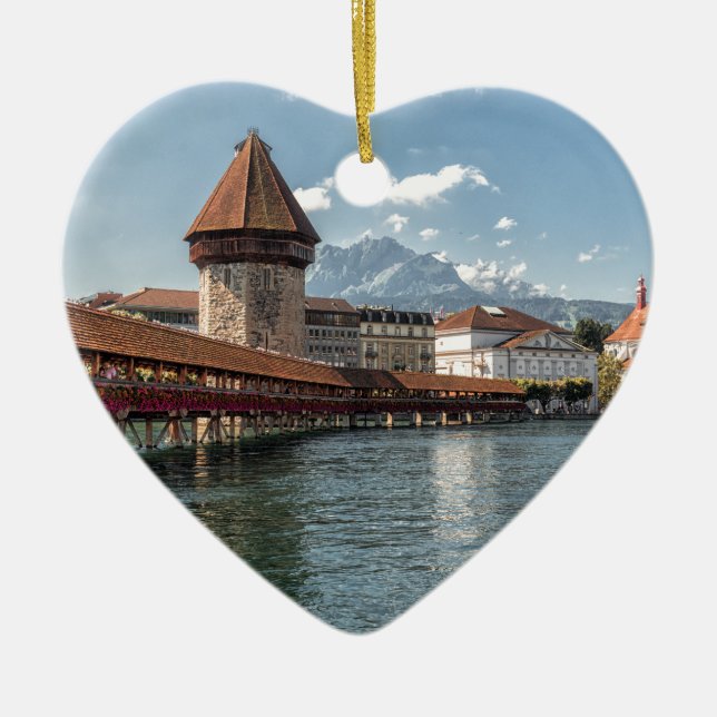 Kapell överbryggar Lucerne, switzerland Julgransprydnad Keramik (Framsidan)