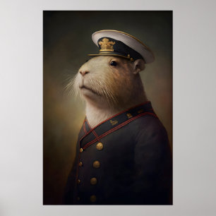 Kapibar sjöman vintageaffisch, konsttryck poster
