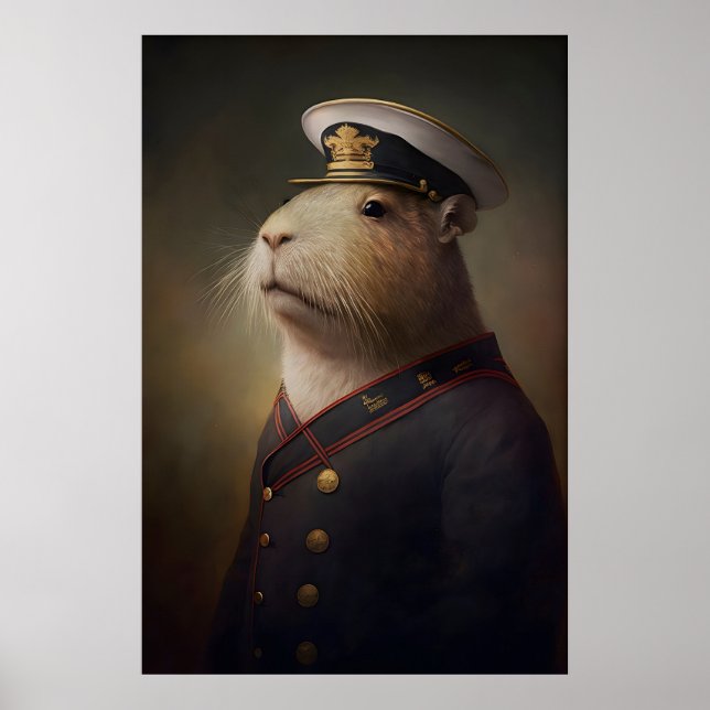 Kapibar sjöman vintageaffisch, konsttryck poster (Framsidan)