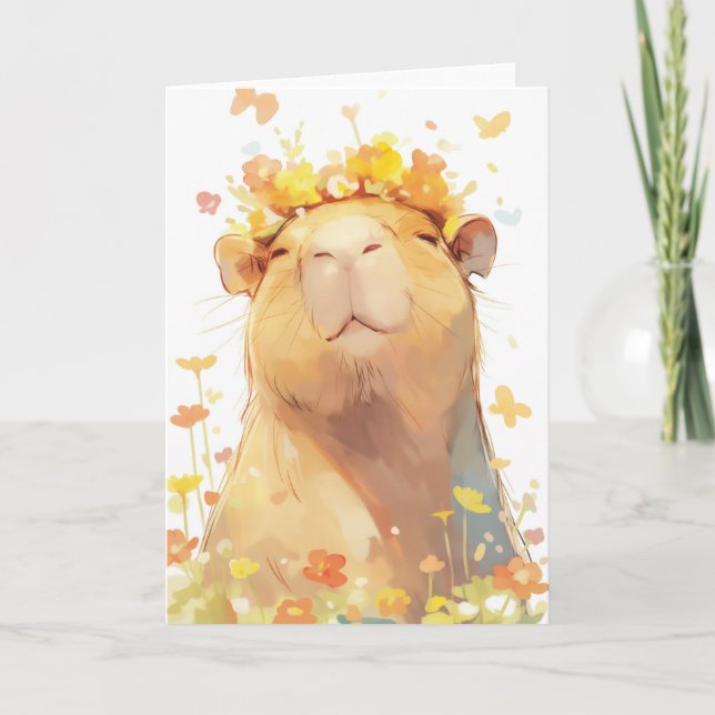 Kapibarans blomkrona kort (Framsida)