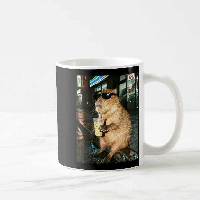 Kapibarer dricker iskaffe, kapibar foto meme kaffemugg (Höger)