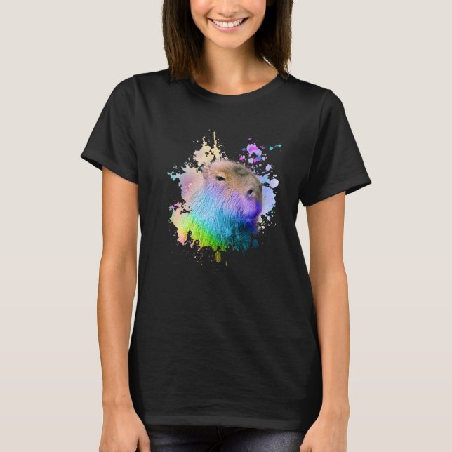 Kapibarregnbow Dripp T Shirt (Framsida)