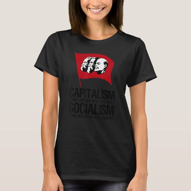 Kapitalism Vs socialism Anti Communist Pro Cap T Shirt (Framsida)