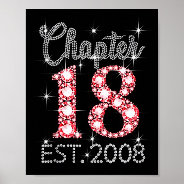 Kapitel 18 Est 2008 Glad 18-årsdag Flicka Män W Poster (Framsidan)