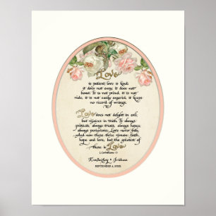 Kapitel 1, Corinthians 13 Calligraphy, Kärlek Poster