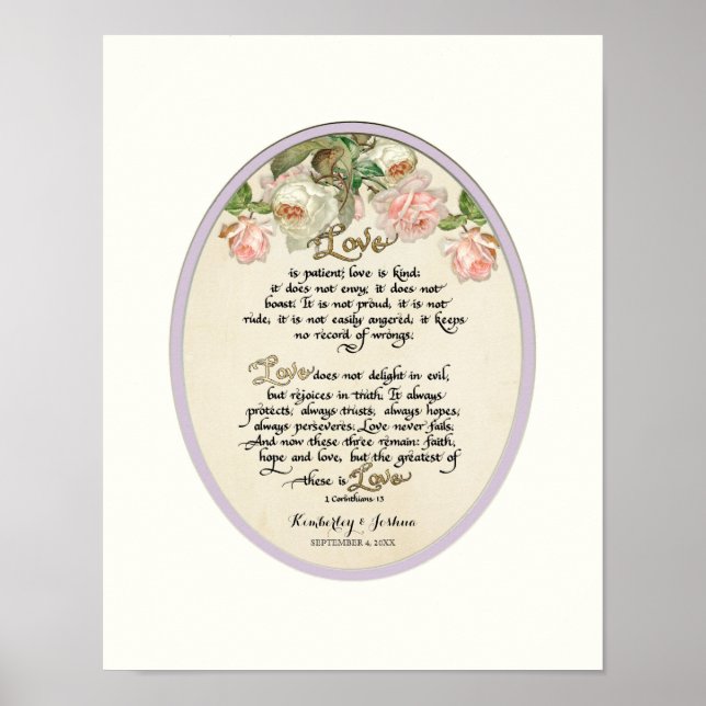 Kapitel 1, Corinthians 13 Calligraphy, Kärlek Poster (Framsidan)