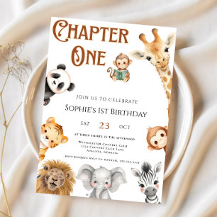 Kapitel 1 Storybook Jungle Safari 1:a födelsedag Inbjudningar
