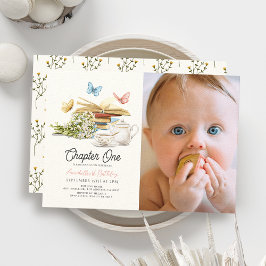 Kapitel 1 Tea Storybook 1:a födelsedagsfoto Inbjudningar