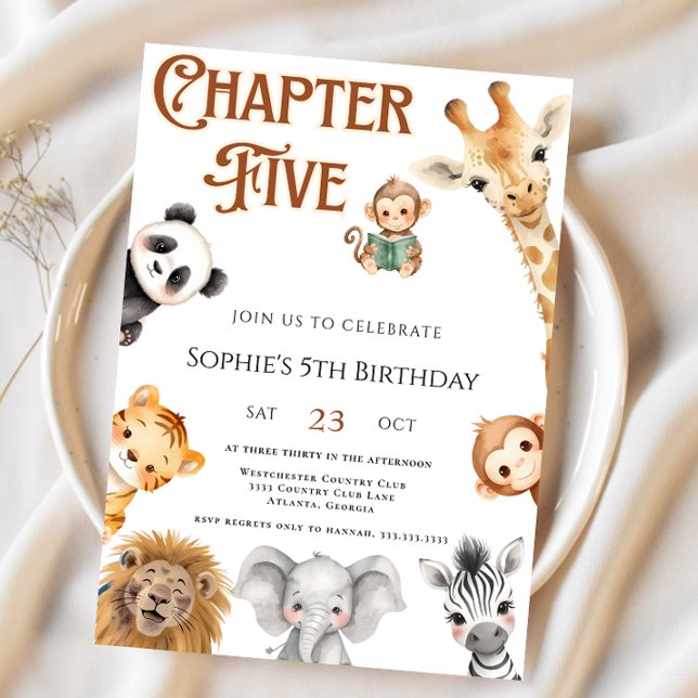 Kapitel 2 Storybook Jungle Safari 5:e födelsedagen Inbjudningar (Skapare uppladdad)