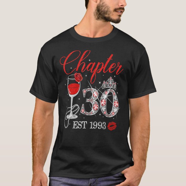 Kapitel 30 år EST 1993 30års födelsedag Röd ros W T Shirt (Framsida)