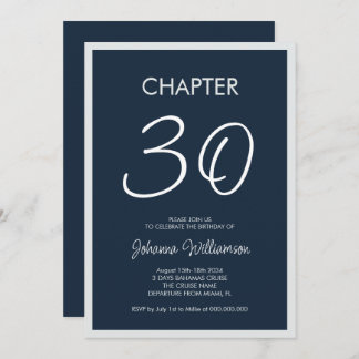 Kapitel 30 Blått 30års födelsedag Party Inbjudningar