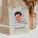 Kapitel 30 Roligt Modern Photo 30års födelsedag Inbjudningar<br><div class="desc">Markera en viktig milstolpe med kapitel TRETY! Inbjudningar som perfekt återspeglar en blandning av mognad och charm. Med en personlig fotosnap av födelsedagsstjärnan, ger inbjudan en luft av intimitet till firande. Blandningen av calligraphy och serif typsnitt, faux guld glitter-konetti och en lättredigerad mall gör det till en brygga att anpassa...</div>