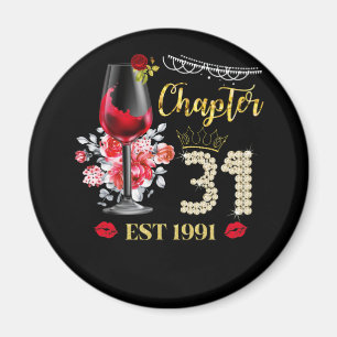 Kapitel 31 år EST 1991 31a Birthday Röd ros Magnet