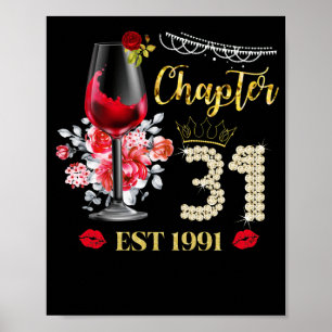 Kapitel 31 år EST 1991 31a Birthday Röd ros Poster