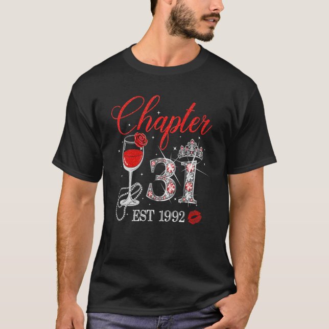 Kapitel 31 år EST 1992 31a Birthday Röd ros W T Shirt (Framsida)