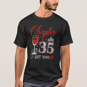 Kapitel 35 år EST 1988 35e Birthday Röd ros W T Shirt