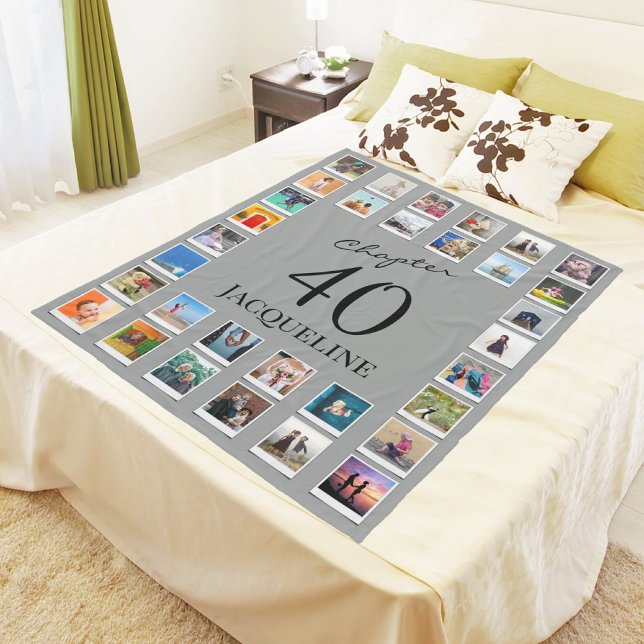 Kapitel 40 Grått Black 40:e födelsedagsfoto Fleecefilt (Skapare uppladdad)