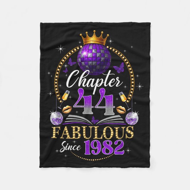 Kapitel 44 Sedan 1982 Lila Disco Boll 44-årsdag Fleecefilt (Framsidan)