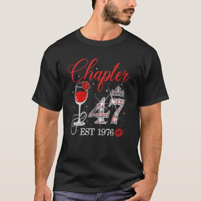 Kapitel 47 år EST 1976, 47:e födelsedagen Röd ros  T Shirt (Framsida)