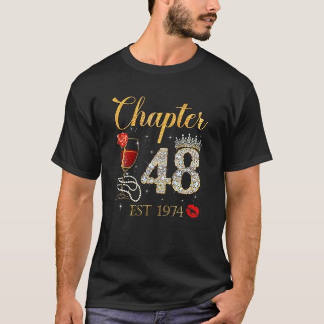 Kapitel 48 år EST 1974 48 födelsedagen Röd ros W T Shirt (Framsida)